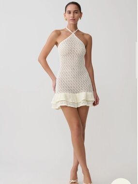 meshki gwyneth off shoulder bow mini dress Gwyneth Off Shoulder Bow Mini Dress - White